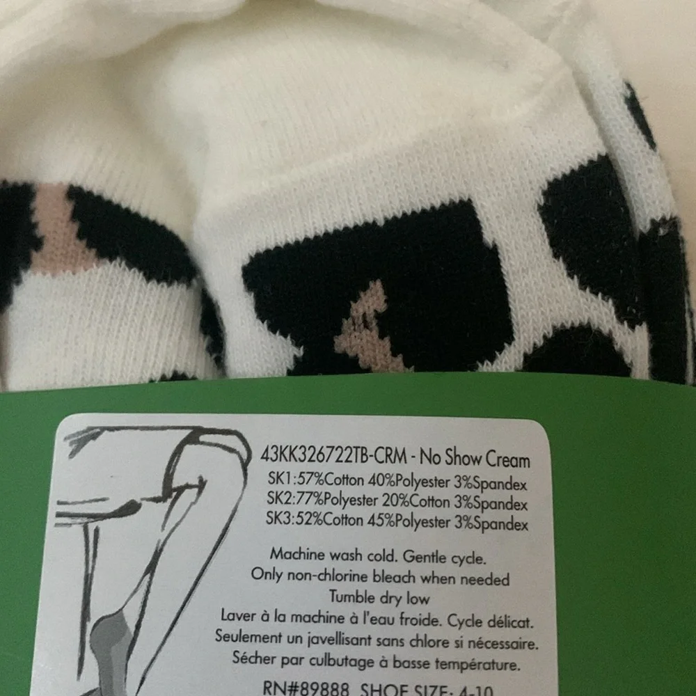 Kate Spade NY Leopard Stripes No Show Socks 3 Pairs One Size